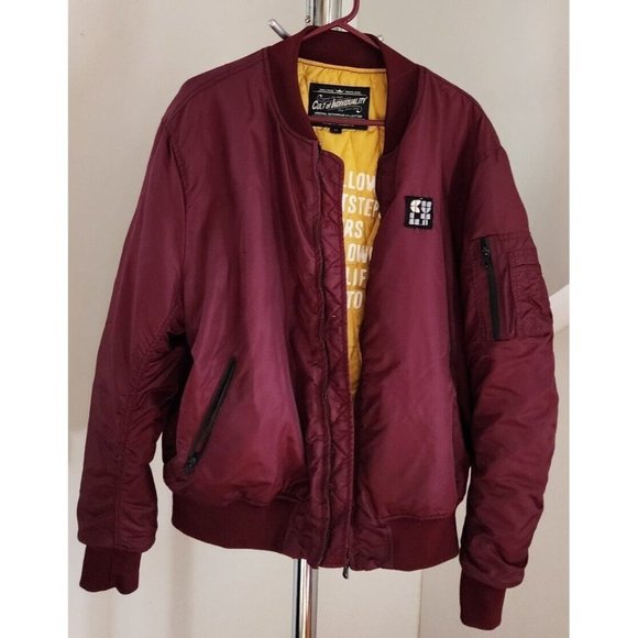 Cult of Individuality Men’s Maroon (gold quilt inside) Bomber Jacket Size XL - Picture 3 of 16